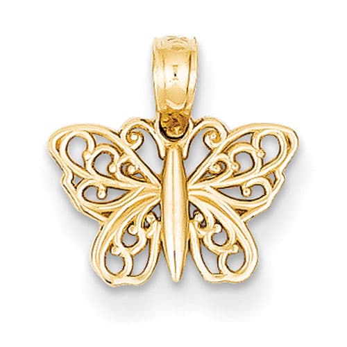 Unisex Gold Classics&#40;tm&#41; Yellow-Gold Filigree Butterfly Pendant - image 