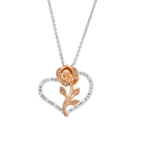 Gianni Argento 1/4ctw. Diamond Rose Pendant Necklace - image 