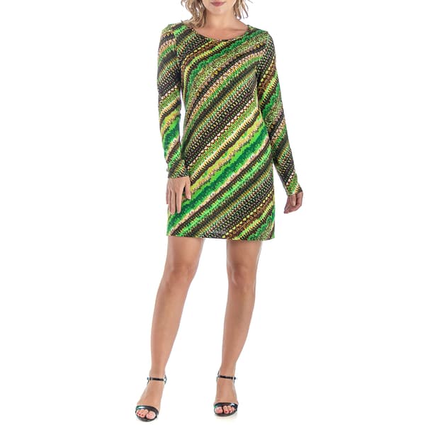 Womens 24/7 Comfort Apparel Striped Long Sleeve A-Line Dress - image 