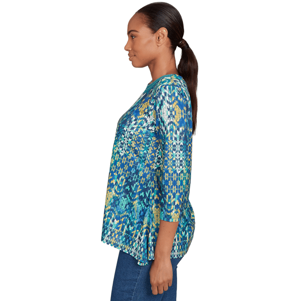 Womens Ruby Rd. Fall Flair 3/4 Sleeve Kaleidoscope Blouse