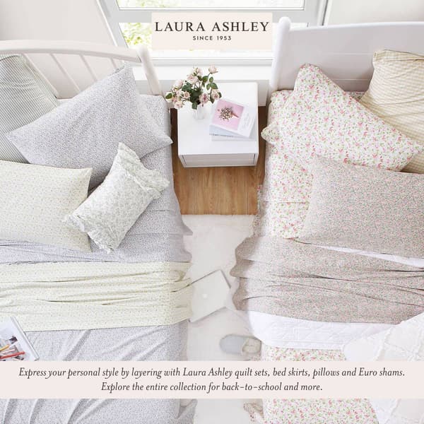 Laura Ashley Emogene 100% Cotton Purple Floral Sheet Set