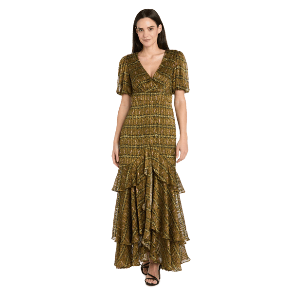 Women R&M Richards Daytime Metallic Stripe Maxi Dress - image 