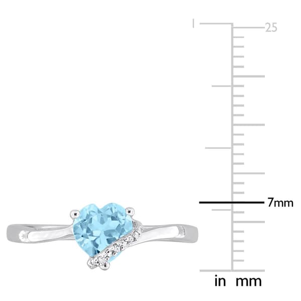 Sterling Silver Sky Blue Topaz & Diamond Accent Heart Ring