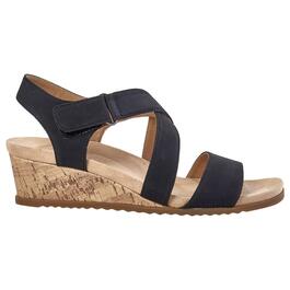 Womens LifeStride Sincere Strappy Wedge Sandals - Black Faux