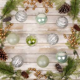 National Tree 13in. Mint & Silver Ball Ornaments - Set of 9