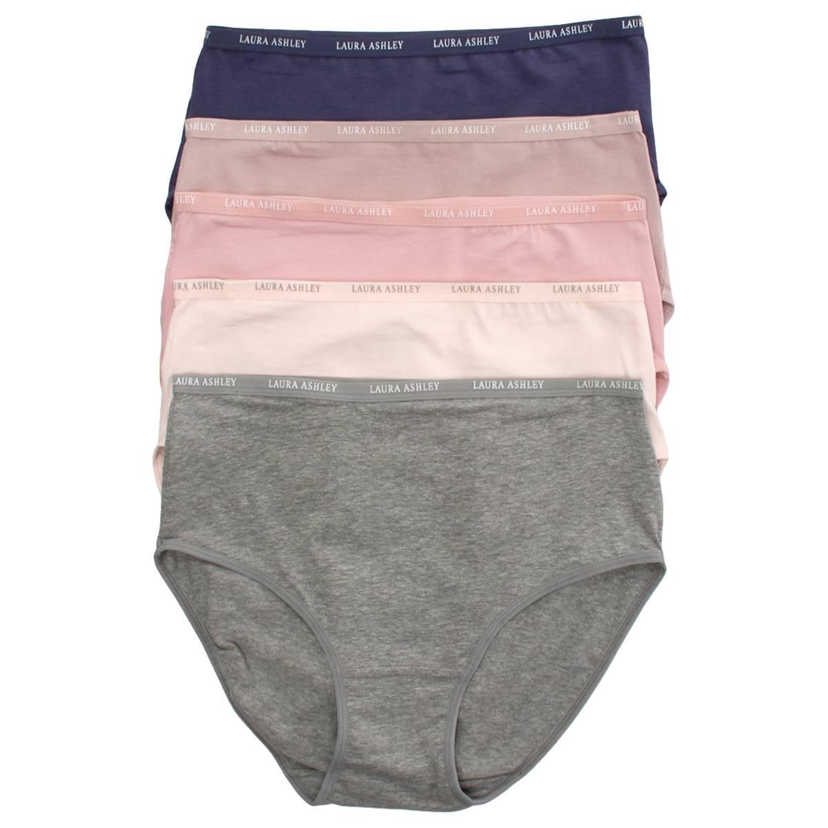Womens Laura Ashley 5pk Solid Cotton Spandex Brief Panties