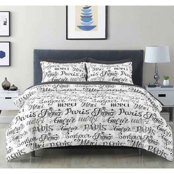 Spirit Linen Home&#40;tm&#41; 8pc Bed-in-a-Bag French Words Comforter Set - image 