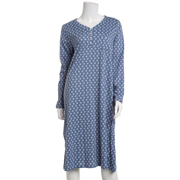 Poppy & Clay Long Sleeve Geo Henley Nightgown - image 