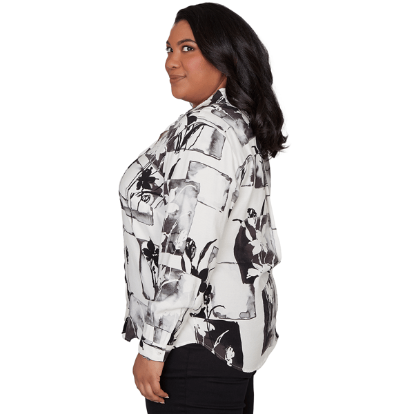 Plus Size Alfred Dunner Crowd Pleaser Abstract Floral Blouse