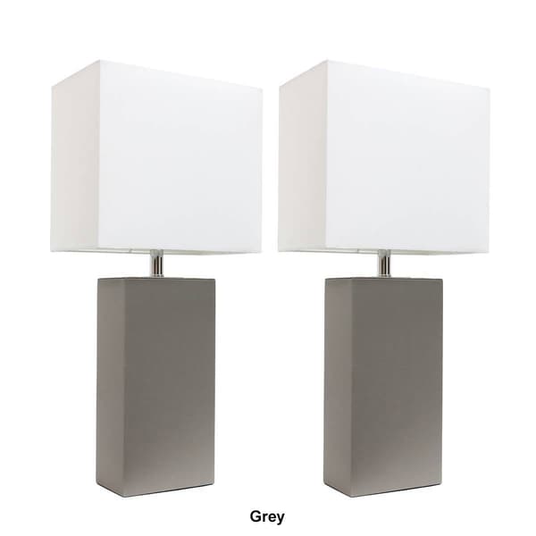 Elegant Designs&#8482; Modern Leather Table Lamps - Set of 2