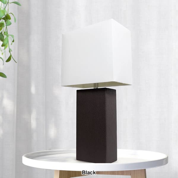 Lalia Home Lexington 21in. Leather Base Modern Home Table Lamp