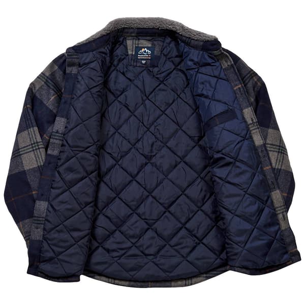 Mens Mountain and Isles Faux Wool Plaid Jacket