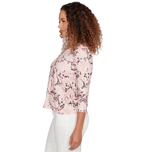 Plus Size Emaline Key Items 3/4 Sleeve V Neck Floral Paisley Tee