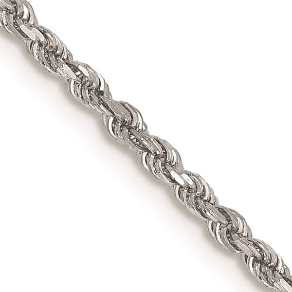 Unisex Gold Classics&#8482; 1.75mm. 14k White Diamond Cut Rope Necklace