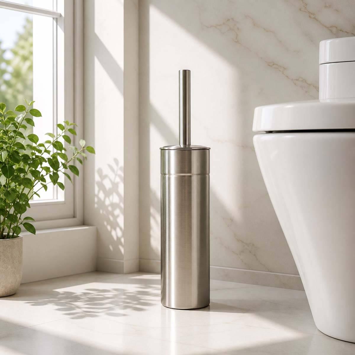 Heavy Slim Toilet Brush - Satin Nickel