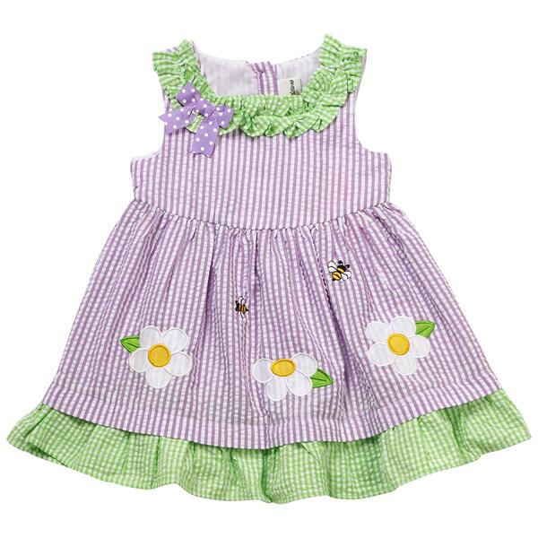 Toddler Girl Rare Editions Flower & Stripe Seersucker Dress - image 
