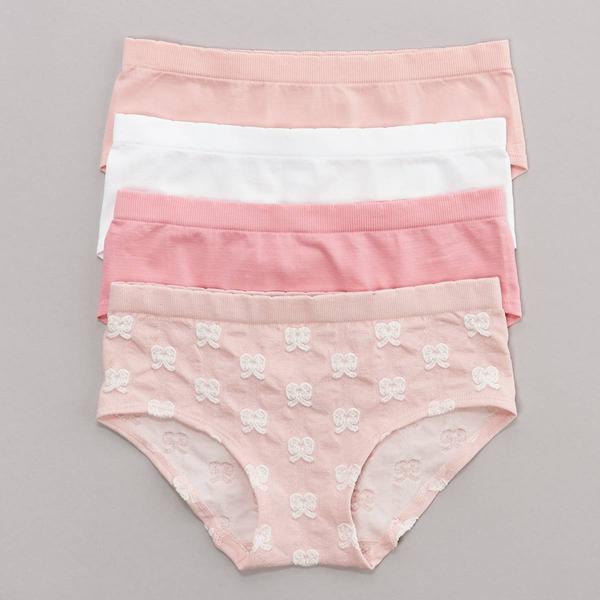 Girls (7-16) Rene Rofe(R) 4pk. Seamless Jacquard Underwear - Pink - image 