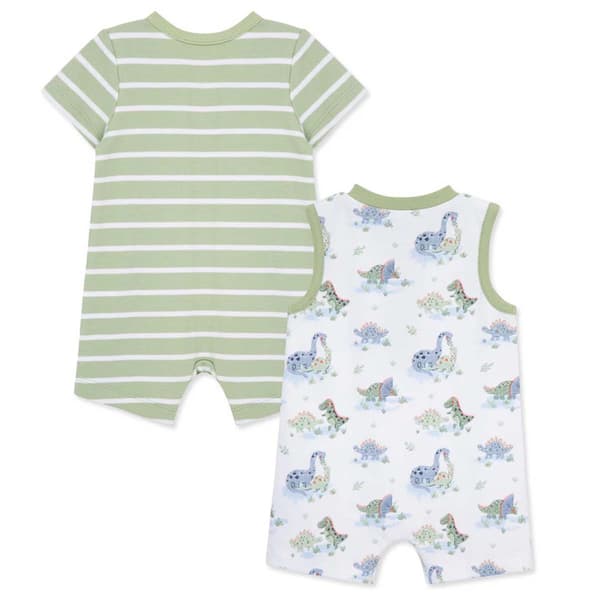 Baby Boy &#40;3-12M&#41; Little Me&#174; 2pk. Dino & Stripe Rompers