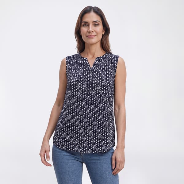 Petite Hasting & Smith Americana Star Split Neck Tank Top - image 
