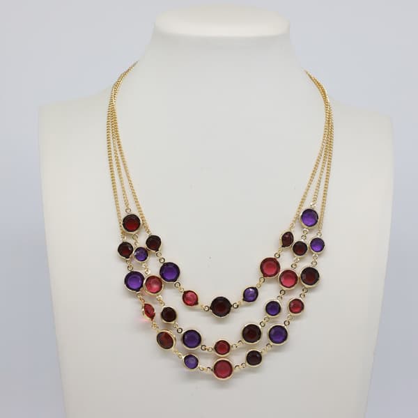 Ashley Cooper(tm) Multi Color Stone Beaded Multi Strand Necklace - image 