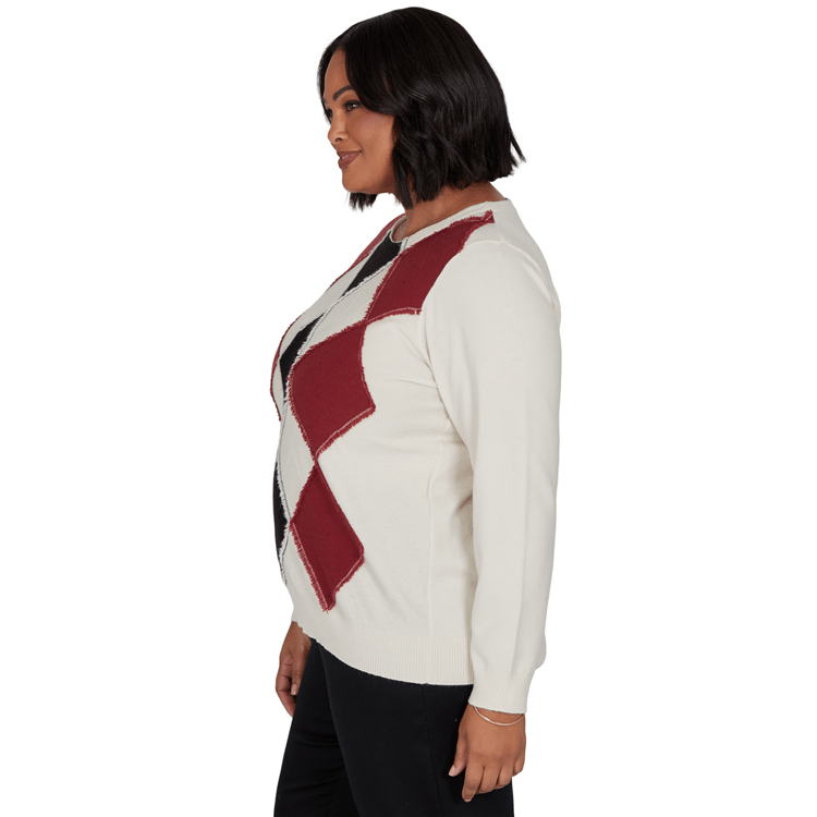 Plus Size Emaline Country Code Long Sleeve Argyle Sweater