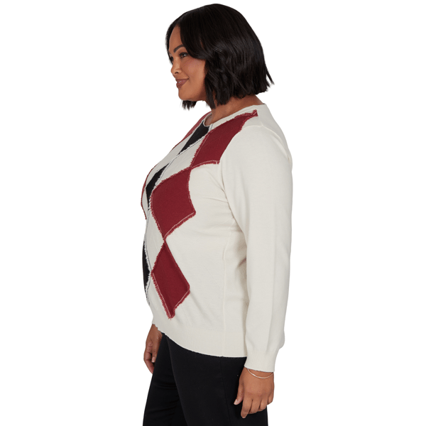 Plus Size Emaline Country Code Long Sleeve Argyle Sweater
