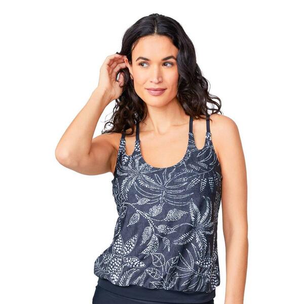 Womens Free Country Bloom Double Strap Bouson Tankini Swim Top - image 