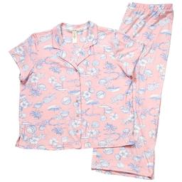 Petite Jessica Simpson Short Sleeve Toile Capris Pajama Set