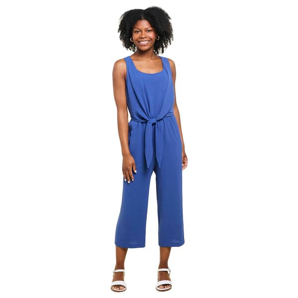 Petite Connected Apparel Sleeveless Tie Front Jumpsuit