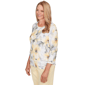 Petite Alfred Dunner Al Fresco Watercolor Floral Ruched Blouse - image 3