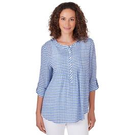 Petite Ruby Rd. Wovens Button Front Gingham Top