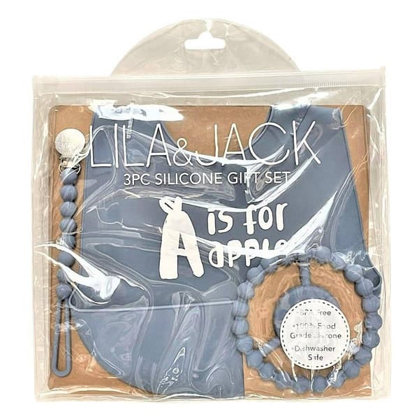Baby Boy Lila & Jack 3pc. A Is for Apple Feeding Accessories Set - image 