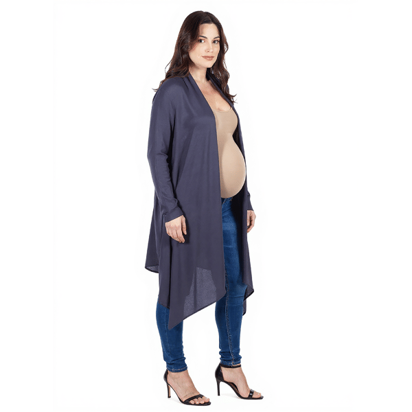 Plus Size 24/7 Comfort Apparel Extra Long Maternity Cardigan