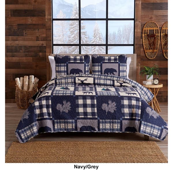 FreshFolds 3pc. Lodge Patchwork Bedspread Quilt Set