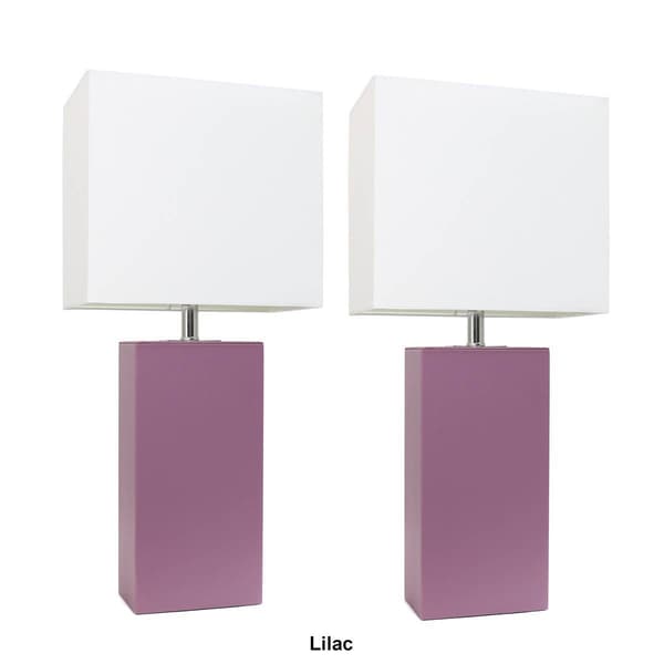 Elegant Designs&#8482; Modern Leather Table Lamps - Set of 2