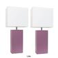 Elegant Designs&#8482; Modern Leather Table Lamps - Set of 2 - image 17