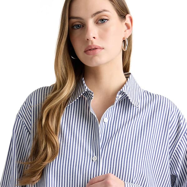 Womens NVLT Long Sleeve Stripe Cover Up Shirtdress