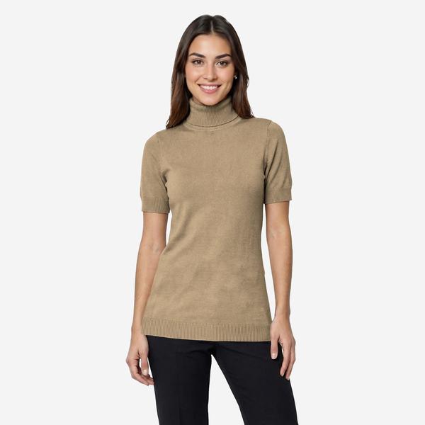 Womens Ninety Clothing Short Sleeve Solid Turtleneck Sweater - image 