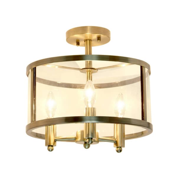 Lalia Home 13in. Industrial Glass/Metallic 3-Light Flushmount - image 