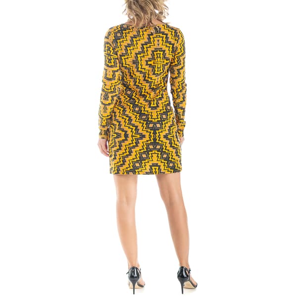 Womens 24/7 Comfort Apparel Long Sleeve Keyhole Neck A-Line Dress