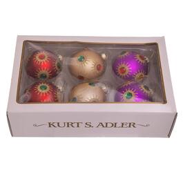 Kurt S. Adler 80MM Starburst Gem Glass Ball Ornaments - Set of 6