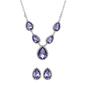 Roman Amethyst Glass Teardrop Dangle Earrings & Necklace Set - image 1