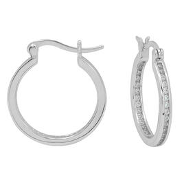 Sterling Silver Round Cubic Zirconia Hoop Earrings