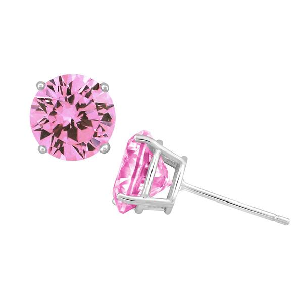Forever New 8mm Round Pink Cubic Zirconia Stud Earrings - image 