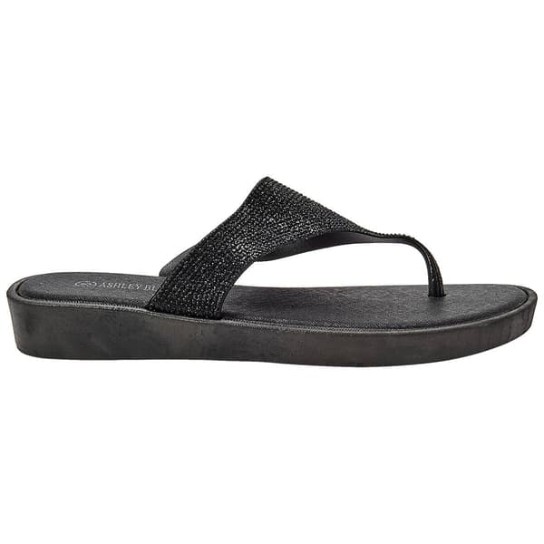 Womens Ashley Blue Shimmer Wedge Thong Sandals