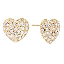 Athra 14kt. Gold over Brass Crystal Puffy Heart Stud Earrings