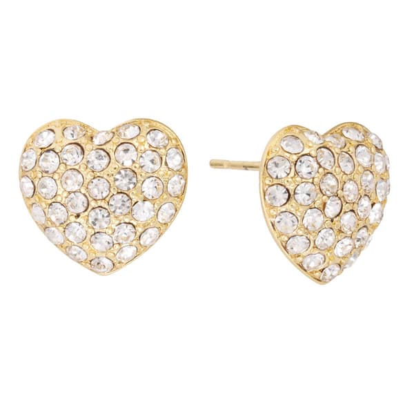 Athra 14kt. Gold over Brass Crystal Puffy Heart Stud Earrings - image 