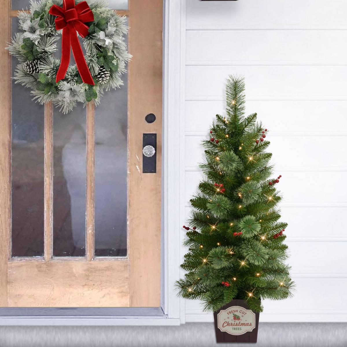 Puleo International 2pc. Cashmere Pre-Lit Potted Christmas Trees