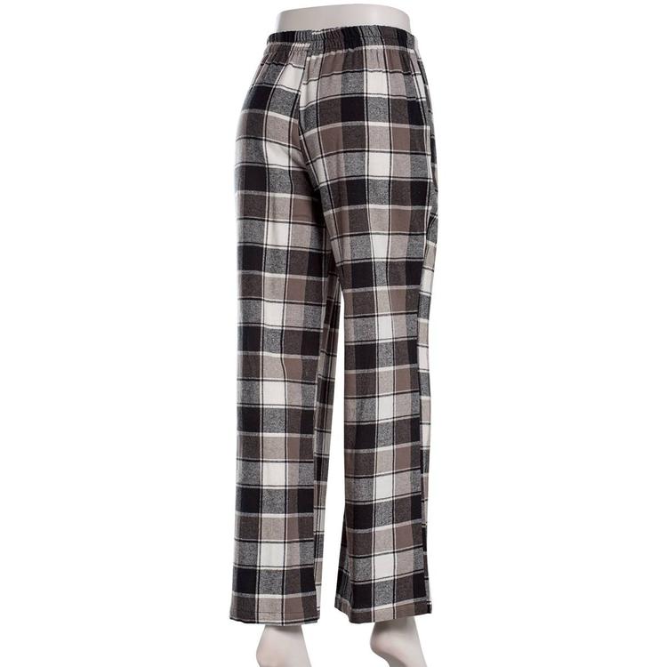 Juniors No Comment Plaid Flannel Wide Leg Pants - Black