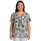 Plus Size Kasper Short Flutter Sleeve Blurred Brushstroke Blouse - image 1